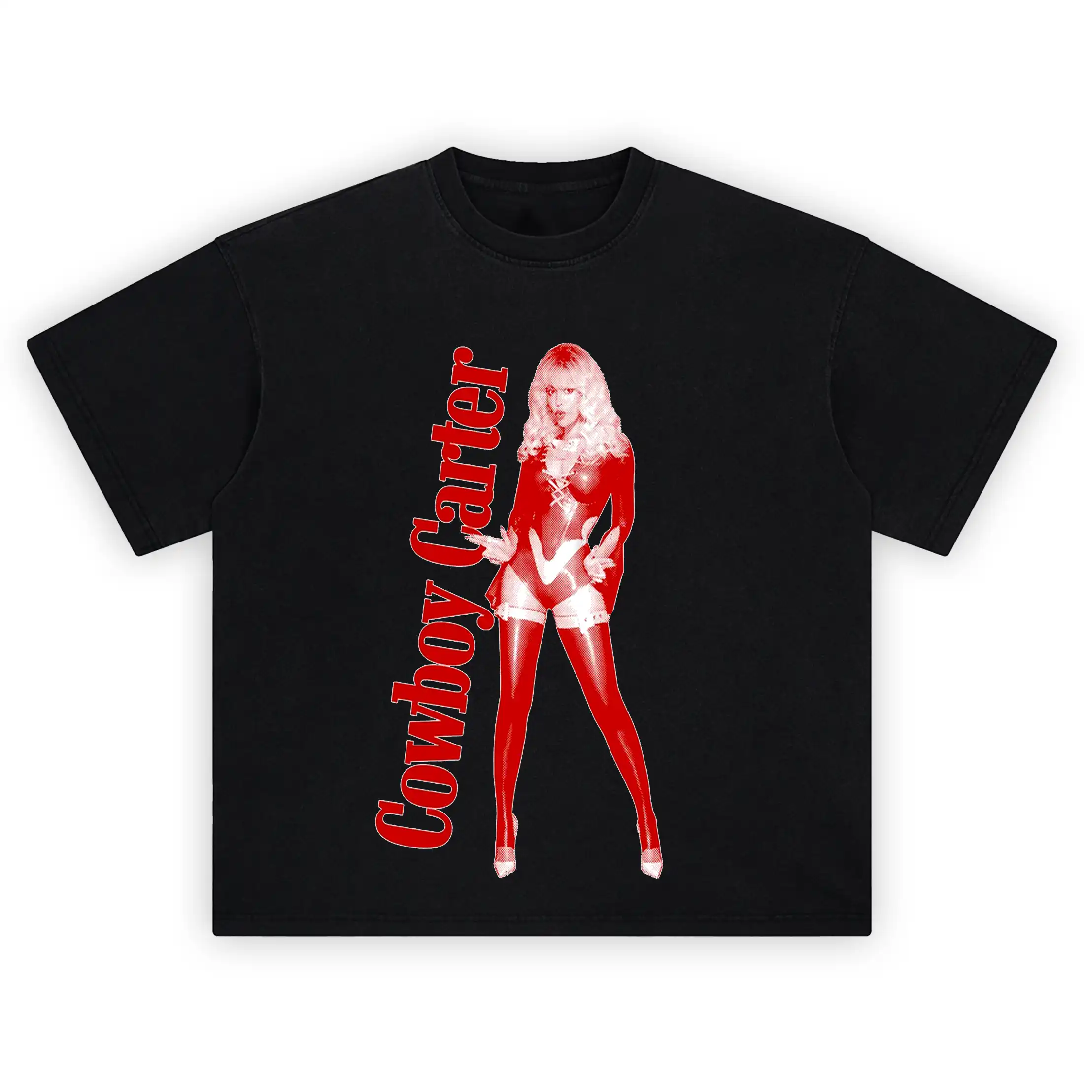 Beyoncé Cowboy Carter Pin-Up Fantasy Shirt in red pop art style with bold text