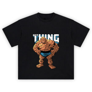 The Thing Classic Marvel Graphic T-shirt featuring Ben Grimm with cigar, orange rocky body, and bold comic text above.