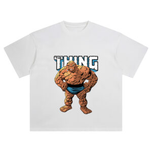 The Thing Classic Marvel Graphic T-shirt featuring Ben Grimm with cigar, orange rocky body, and bold comic text above.