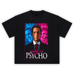 American Psycho Shirt featuring Patrick Bateman's split personality in stylized horror art
