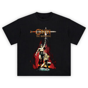 Conan the Barbarian Shirt with powerful warrior and sword fantasy artwork