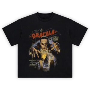 Dracula Shirt with vintage Bela Lugosi vampire design and gothic graveyard