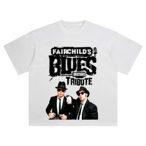 Blues Brothers Shirt with Jake and Elwood in black suits, fedoras, and sunglasses