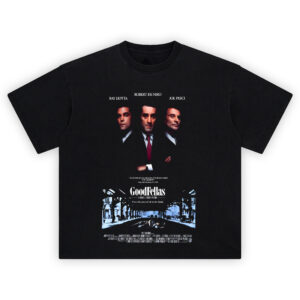 Goodfellas Shirt featuring Ray Liotta, Robert De Niro, and Joe Pesci in a mafia-themed movie poster design