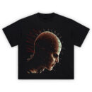 Hellraiser Pinhead T-Shirt with detailed profile of Pinhead's face and head pierced with pins and wires