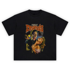 Horror of Dracula Shirt with vintage-style vampire attacking victim artwork