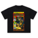 The Fun House Horror Comic Style T-Shirt with vintage slasher artwork and neon gore