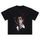 Scarface Tony Montana Cigar Portrait Tee with painted-style gangster artwork