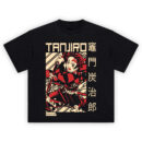Demon Slayer Tanjiro Kamado Water Breathing T Shirt with Tanjiro in battle pose