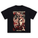 Demon Slayer Kyojuro Rengoku Flame Hashira T Shirt with Rengoku and flaming katana