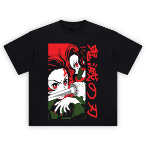 Demon Slayer Tanjiro and Nezuko Duo T Shirt featuring siblings in action pose