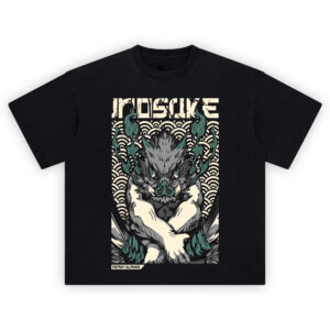 Demon Slayer Inosuke Boar Mask T Shirt featuring Inosuke in his iconic boar head pose