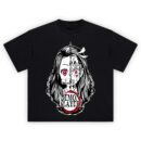 Demon Slayer Nezuko Demon Half Face T Shirt with split-face design of Nezuko's human and demon forms