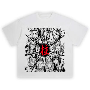 Demon Slayer Hashira Symbol T Shirt featuring bold red kanji for "Pillar" on black background