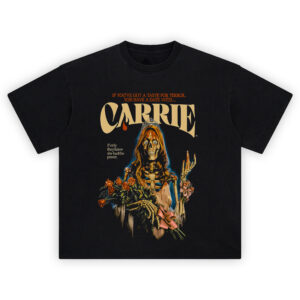 Carrie T-Shirt with skeleton prom queen and roses horror artwork