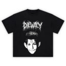 Dewey Metalhead Black Metal Graphic T-Shirt featuring Dewey with a sigil on his forehead and metal band font
