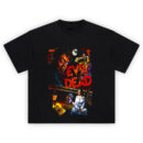 The Evil Dead Horror Graphic T-Shirt with blood-soaked Ash and demonic horror movie artwork