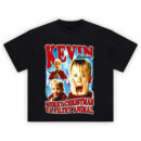 Home Alone Kevin McCallister Merry Christmas Graphic Tee featuring shocked Kevin face and holiday text