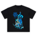 Night of the Living Dead Retro Horror Graphic T-Shirt with comic-style art of zombies, survivors, and Karen with a bloodied trowel