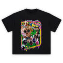 Purrpetual Petz Parody Toy Graphic T-Shirt featuring fake retro packaging and MEGAN-inspired creepy pet toys