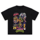 Teenage Mutant Ninja Turtles Enter the Shredder T Shirt featuring Shredder, Leo, Raph, Don, Mikey, April O’Neil, and Turtle Van