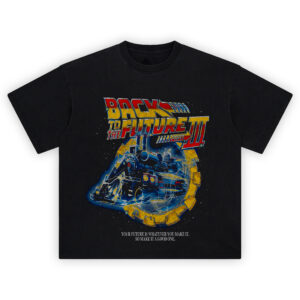 Back to the Future Part III Train T-Shirt featuring steam-powered time machine graphic
