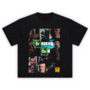 Breaking Bad T-Shirt design with comic-style collage of Walter White, Jesse Pinkman, and other characters
