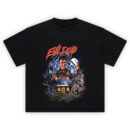 Evil Dead Graphic T-Shirt featuring Ash with axe and chainsaw surrounded by Deadites and haunted forest