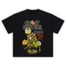 Ghostbusters Slime Hotline Retro Tee with skeleton hand holding slimy phone and ghost ad design