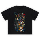 Gremlins Gizmo Mayhem Retro Tee featuring Gizmo running from mischievous gremlins in chaotic cartoon style