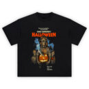 John Carpenter's Halloween Retro Skeleton Horror Tee with creepy family, jack-o’-lantern, and killer silhouette