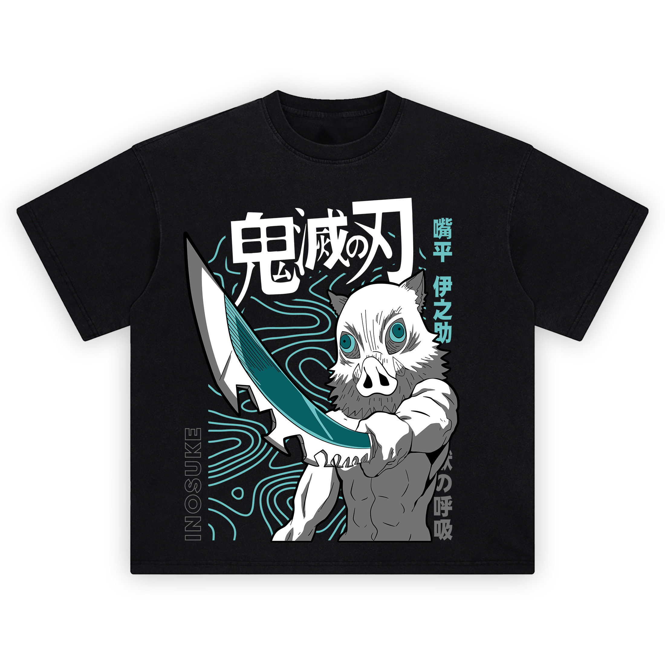 Demon Slayer Inosuke T-Shirt featuring Inosuke in his boar mask wielding dual swords