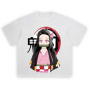 Nezuko Kamado Classic Kimetsu Look T-Shirt with pink kimono and bamboo muzzle