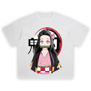 Nezuko Kamado Classic Kimetsu Look T-Shirt with pink kimono and bamboo muzzle
