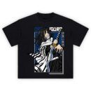 Obanai Iguro Serpent Hashira T-Shirt with striped cloak and white snake