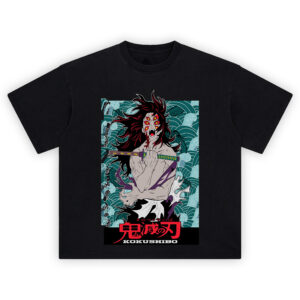 Kokushibo Demon Moon Transformation T-Shirt with six-eyed form and katana