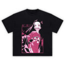 Nezuko Kamado Kimetsu no Yaiba Pink T-Shirt featuring Nezuko in soft pink tones