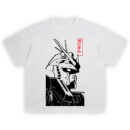 Gundam Katakana Shirt with vertical red hanko-style seal and white-edged katakana text on black
