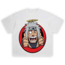 Pervy Sage Halo Jiraiya T Shirt featuring cartoon-style Jiraiya with thumbs-up and halo