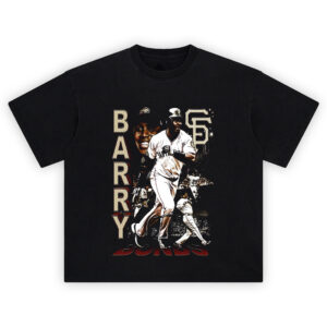 Barry Bonds Giants Legend T Shirt featuring Barry in multiple poses with bold SF Giants graphics