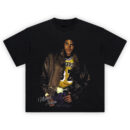 Michael Jackson Lakers Vibe T Shirt featuring Michael Jackson in a Lakers jersey and leather jacket