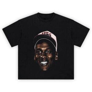 USA Dream Team Jordan T Shirt featuring a portrait of young Michael Jordan smiling in a vintage Team USA cap