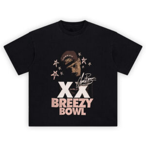 XX Breezy Bowl T-Shirt with halftone portrait, star doodles, and bold XX text