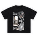 Titan Trio Panel Shirt with Eren, War Hammer, and Porco in jagged manga panels and Japanese text