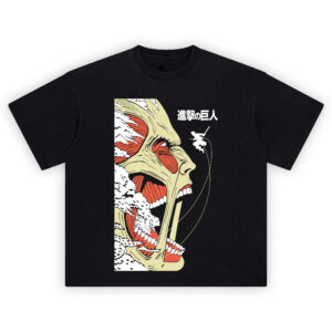 Colossal Titan Roar Shirt with giant side profile, kanji title, steam, and ODM silhouette