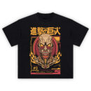 Colossal Titan Tech Badge Shirt with kanji header, flaming emblem, #3 plate, and tech-frame details