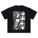 Eren Panel Titan Shirt with giant titan face left, four Eren portraits right, and Japanese name bar