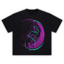 Neon Titan Profile Shirt with cyan-and-purple roaring titan inside striped neon circle