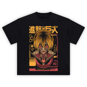 Female Titan Attack on Titan Tech Design T Shirt with cyber-anatomical art and intense detail