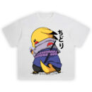 Pikachu Sasuke Chidori Crossover T Shirt with Pikachu in Uchiha outfit charging Chidori attack